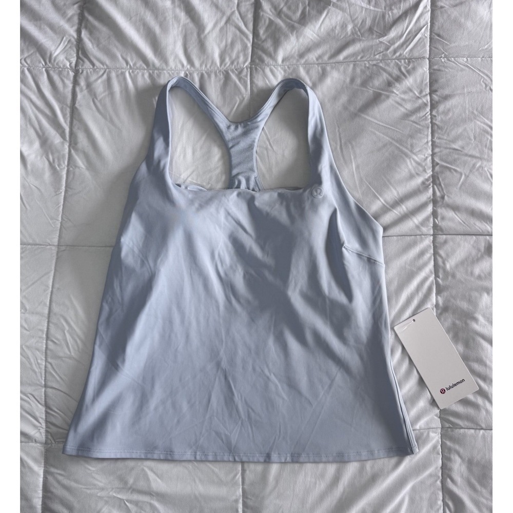 New Lululemon Size 14 Lightweight Tennis Tank Built In Bra Starch Blue $68 NWT